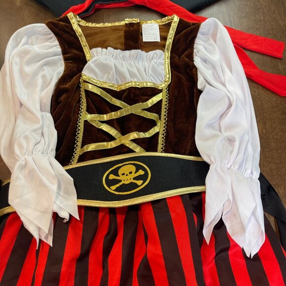 Zucos Pirate Halloween Costume Girls Size 7-9 Dress Up Cosplay Dagger, Hat NEW - Picture 5 of 11